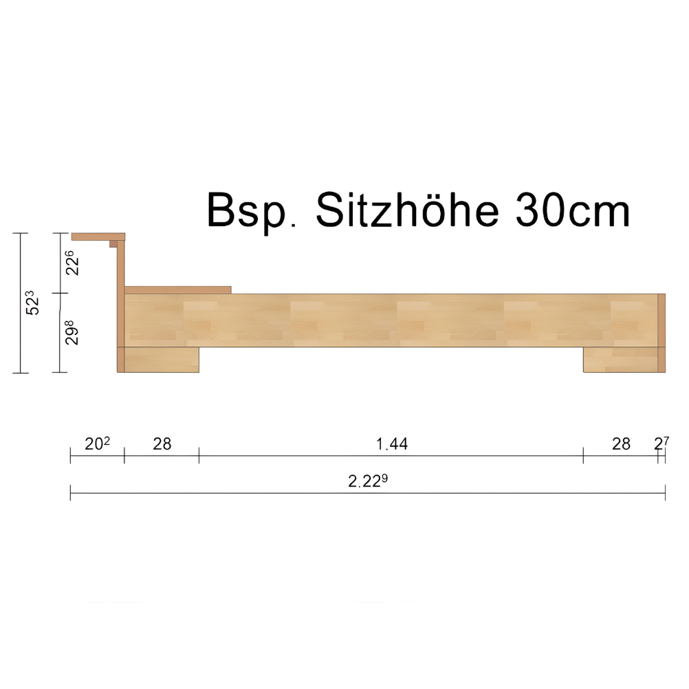Komfortbett-Doppelbett Buche-Holz