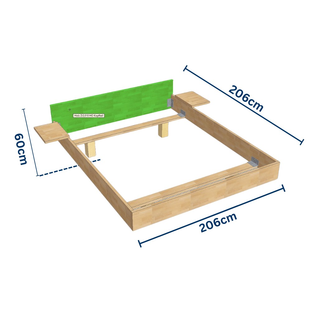 Schwebebett-Doppelbett Buche-Holz