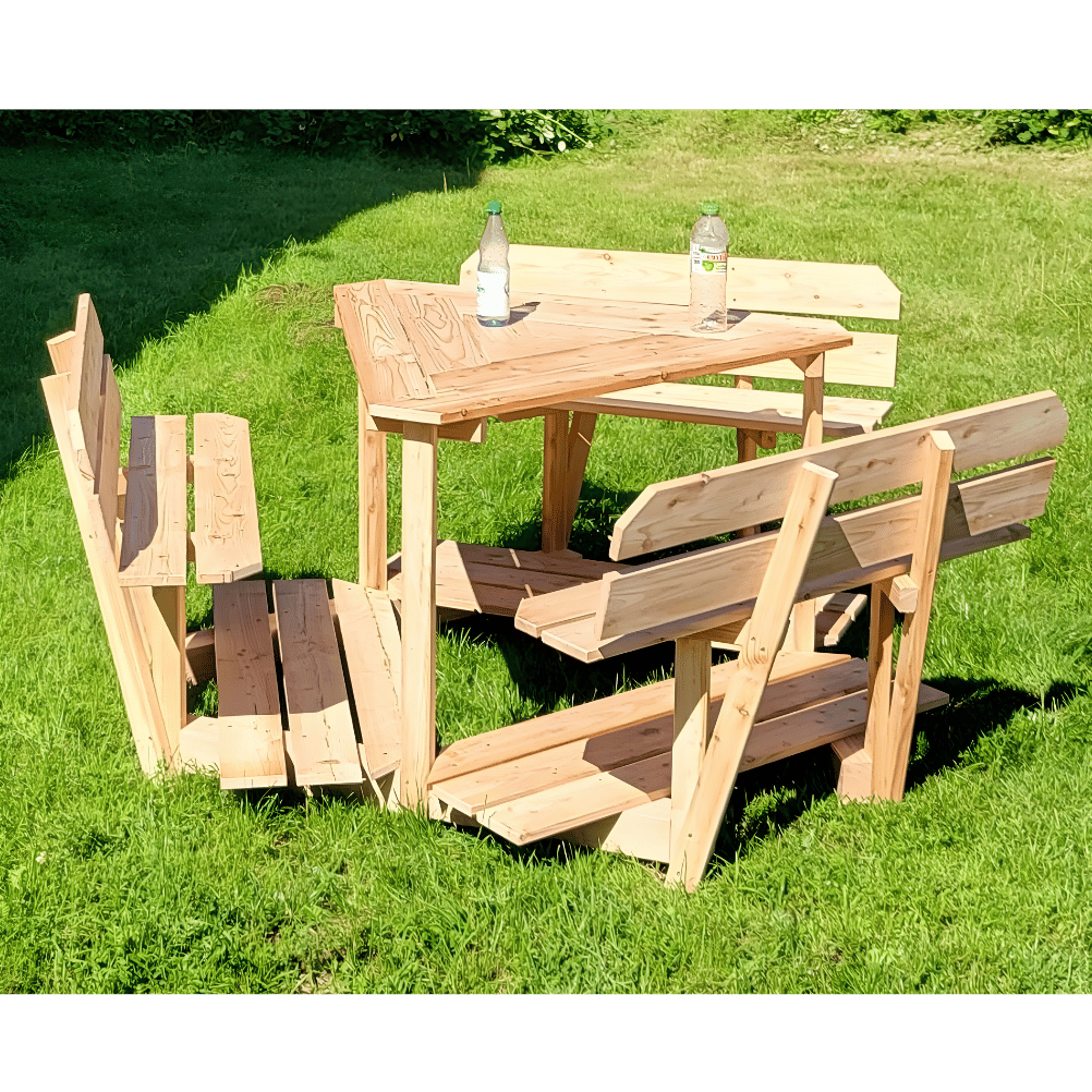 Rustikale Sitzgruppe für 6 Personen - Biertisch, Partytisch
