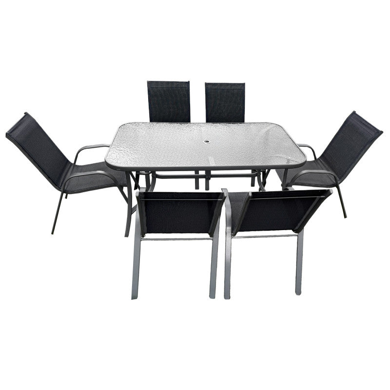 BRIZO GARTENMÖBEL-SET, STAHLTISCH, 6 STÜHLE