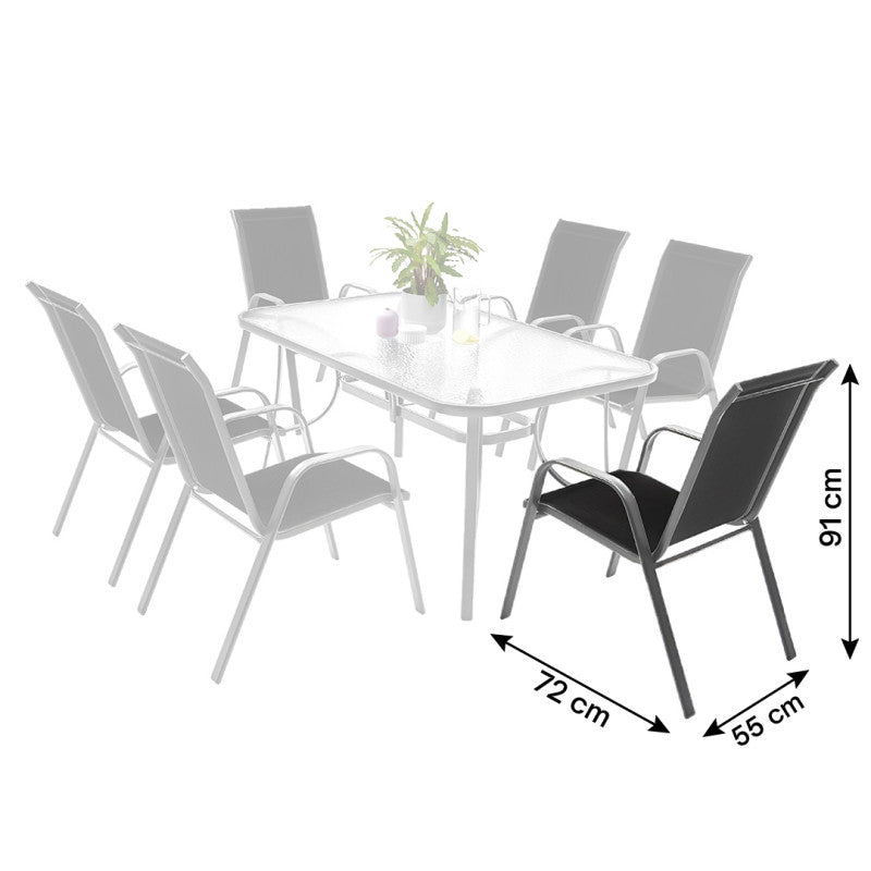 BRIZO GARTENMÖBEL-SET, STAHLTISCH, 6 STÜHLE