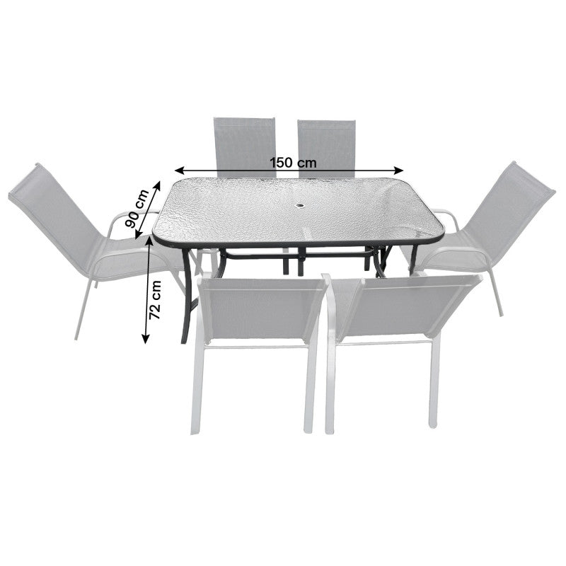 BRIZO GARTENMÖBEL-SET, STAHLTISCH, 6 STÜHLE