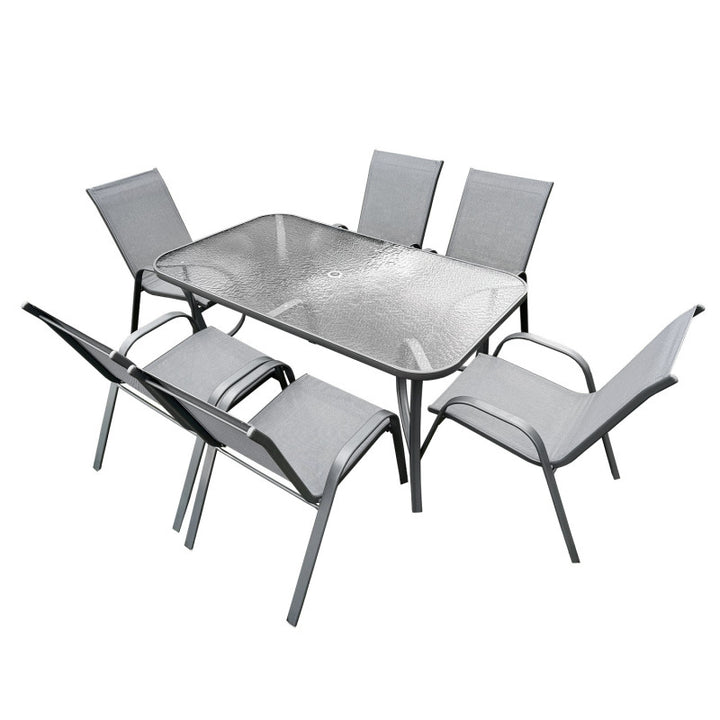BRIZO GARTENMÖBEL-SET, STAHLTISCH, 6 STÜHLE