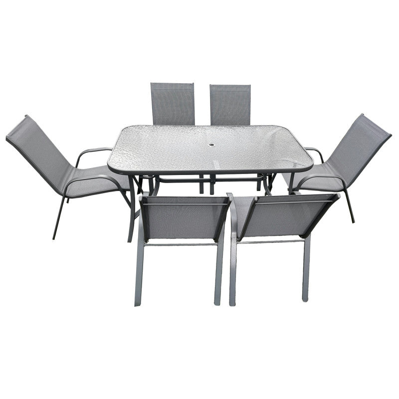 BRIZO GARTENMÖBEL-SET, STAHLTISCH, 6 STÜHLE