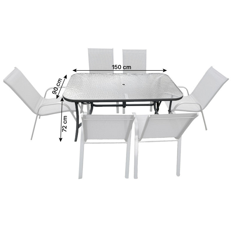 BRIZO GARTENMÖBEL-SET, STAHLTISCH, 6 STÜHLE