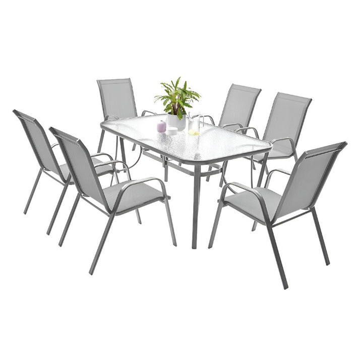 BRIZO GARTENMÖBEL-SET, STAHLTISCH, 6 STÜHLE